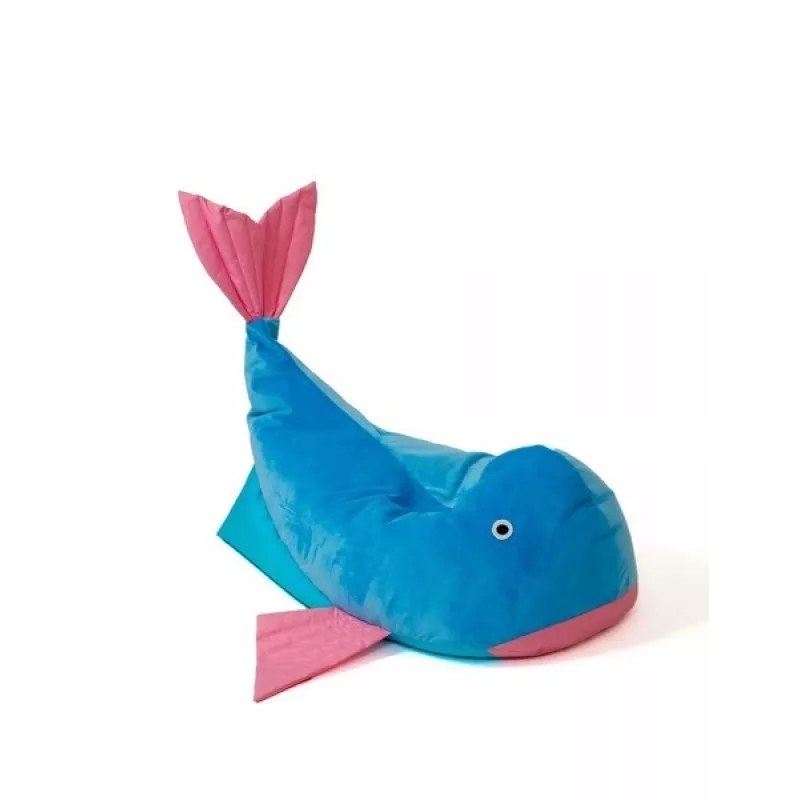 Pufe saco Sako Whale azul-rosa L 110 x 80 cm