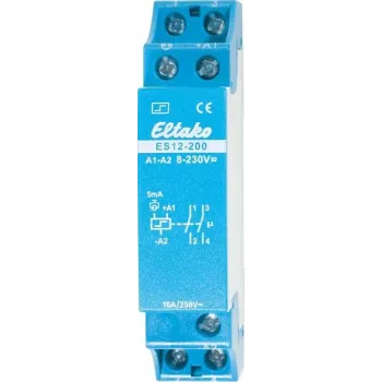 Interruptor de impulso Eltako ES12-200, 2 contactos NA 16 A ES12-200 8 - 230 V/UC ou 230 V 2 contactos NA 16 A 250 V/AC (lâmpada incandescente (21200002)