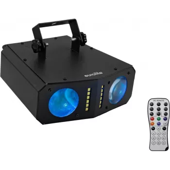 Luminária EUROLITE DMF-4 Hybrid 4-in-1 LED Flower Effect, luz multimodo para palco e eventos