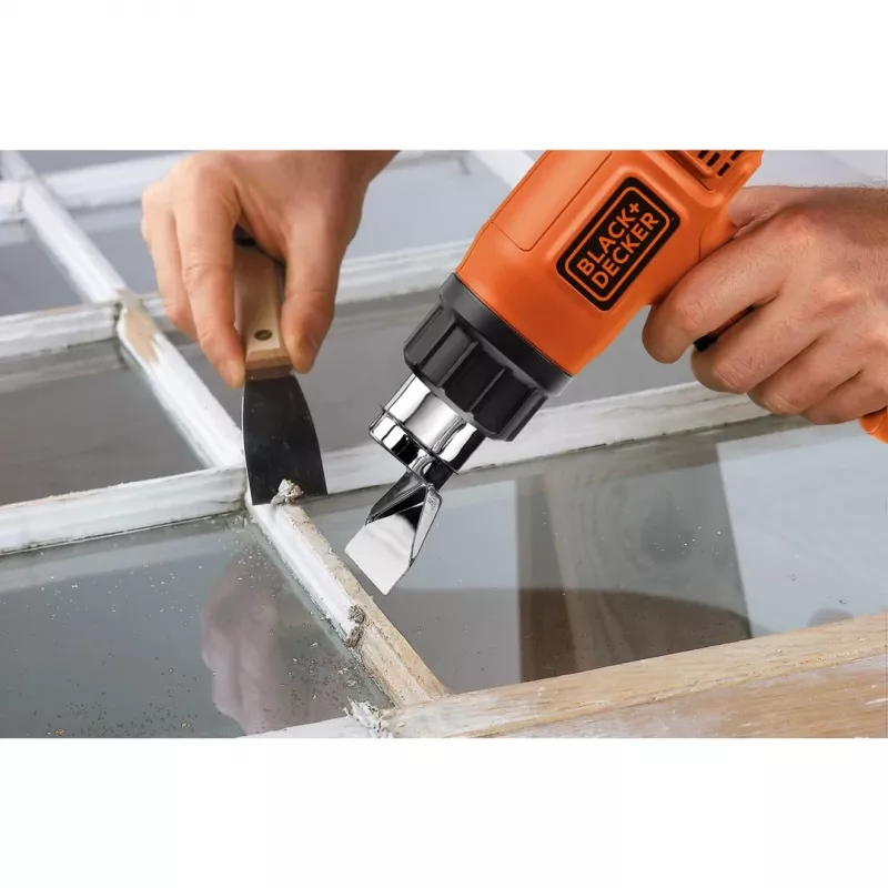 Pistola de ar quente Black & Decker KX1650 — 1750 W, até 600 °C, fluxo de ar 570–740 l/min, cabo de 2 m, 600 g
