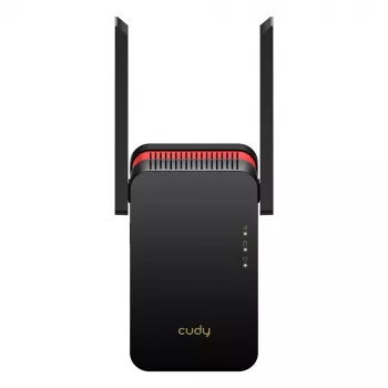 Amplificador de sinal Wi‑Fi Cudy RE3000 2400–5000 MHz, 802.11ax/ac/n/g/b/a, Ethernet 100 Mbps, antena externa, preto/vermelho