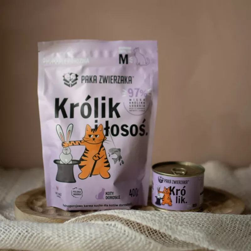 PAKA ZWIERZAKA Rabbit and salmon - ração seca para gatos - 400g