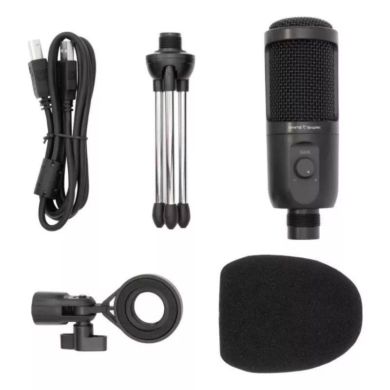 Microfone White Shark TAUS preto Studio