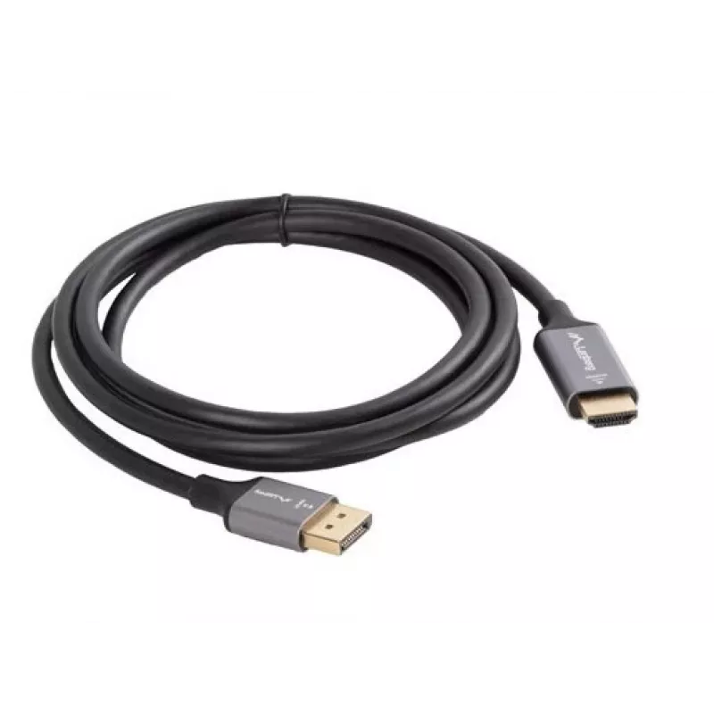 Adaptador de cabo de vídeo Lanberg CA-DPHD-20CU-0018-BK 1,8 m DisplayPort HDMI Type-A (Standard) preto, prateado