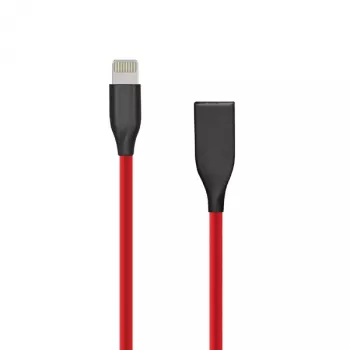 Cabo de silicone USB- Lightning, 2m (vermelho)