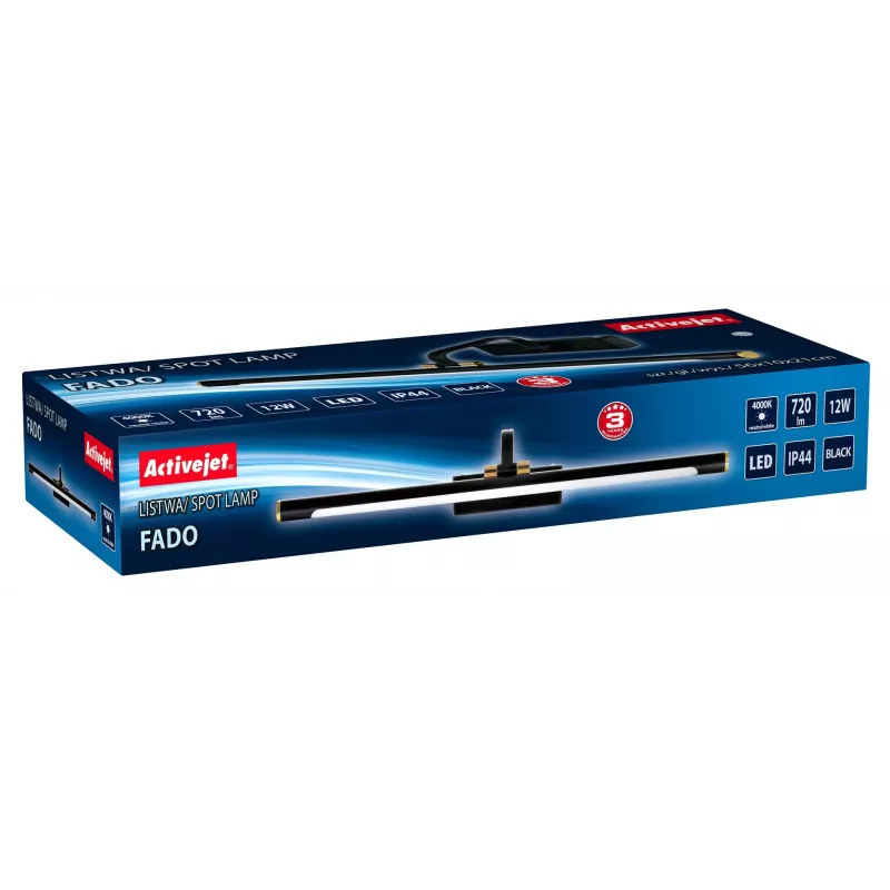 Aplique de parede decorativo ActiveJet AJE-FADO — LED 12W, 720 lm, 4000K, IP44, 560×210×100 mm