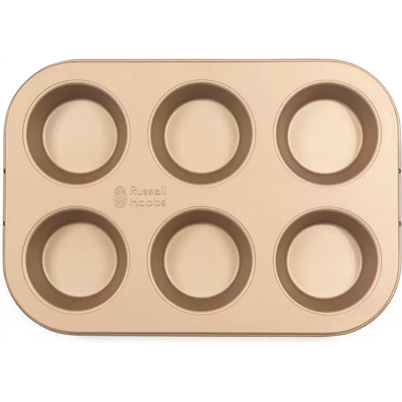 Máquina de muffins Russell Hobbs RH02151GEU7 dourada antiaderente, máquina elétrica de muffins para bancada