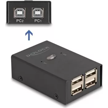 Switch USB 2.0 DELOCK 2 PCs para 4 dispositivos preto 0,48 Gbit/s