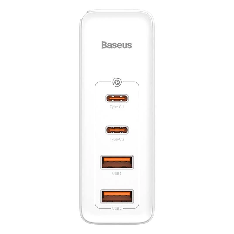 Carregador de viagem Baseus GaN2 Pro Quick 2x USB + 2x USB-C, 100W, EU (Branco)
