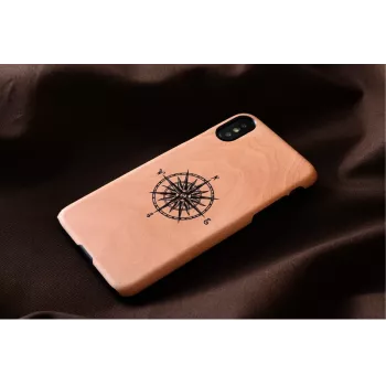 Capa para smartphone man and wood para iPhone X/XS, preto, capa protetora com detalhe de bússola