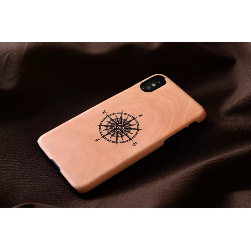 Capa para smartphone man and wood para iPhone X/XS, preto, capa protetora com detalhe de bússola
