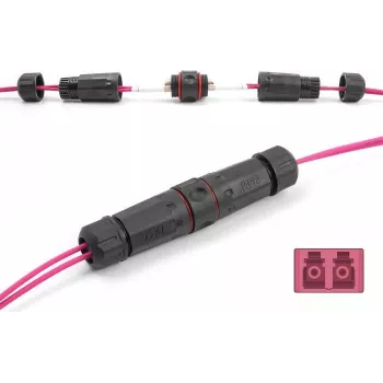 Conector de cabo de fibra ótica DeLOCK LC Duplex fêmea para LC Duplex fêmea OM4 à prova de água