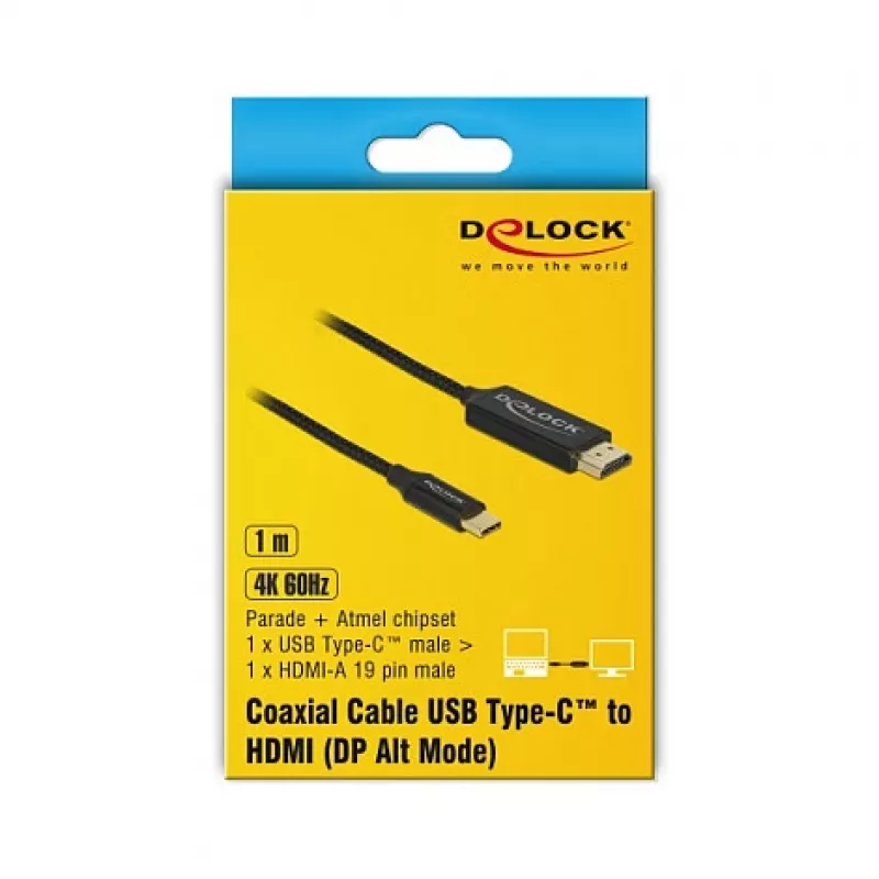 Adaptador de cabo de vídeo DeLOCK 84904 USB Type-C para HDMI 1 m preto