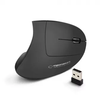 Rato sem fios ESPERANZA EM133 — ergonómico para destros, 1600 DPI, 6 botões, recetor nano USB 2,4 GHz, alcance 10 m, preto