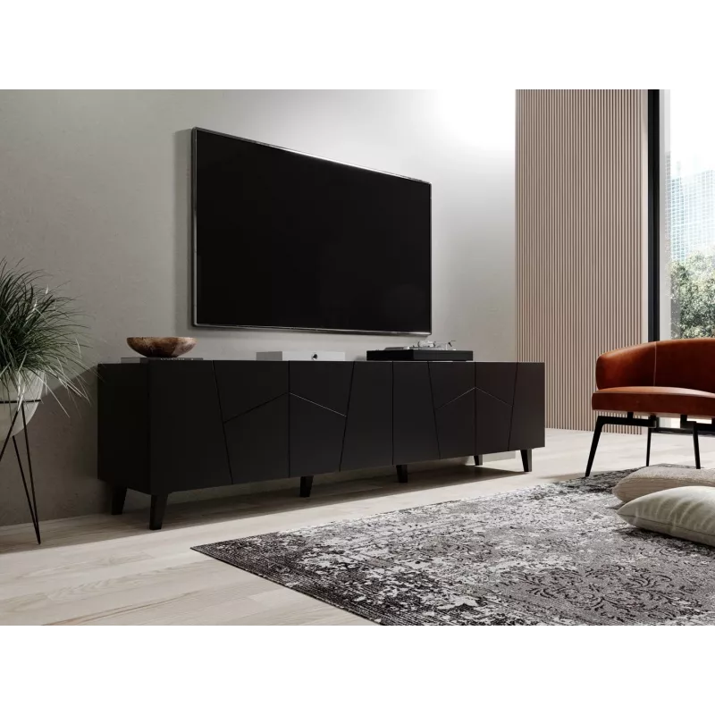 Móvel de TV cama meble ETNA 200 x 42 x 52 cm, preto mate, superfície em aglomerado