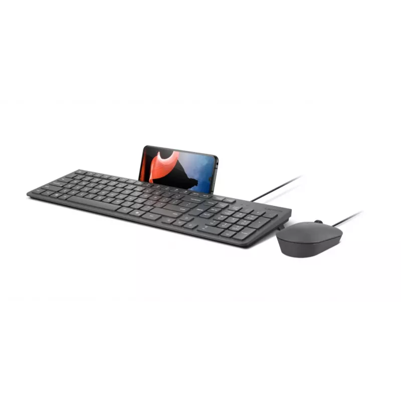 Conjunto de teclado e rato com fios Lenovo 310 (inglês dos EUA) — teclado de tamanho completo, cabo de 1,8 m, rato ótico ambidestro de 2000 DPI
