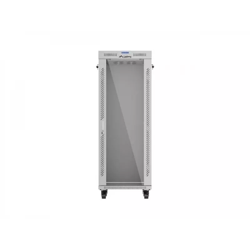 Armário rack de chão LANBERG 19 polegadas 32U 600×600 mm cinzento com portas perfuradas e LCD (embalagem plana)