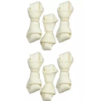 Snack de mastigação para higiene dentária ZOLUX osso branco com nó 54 g – snack natural de vaca para higiene dentária de cães pequenos adultos 60 mm, pack de 6