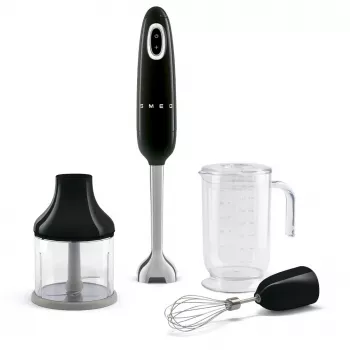Misturadora de mão Smeg HBF03BLEU — 700 W batedeira manual, copo de 1,4 L, lâmina de aço inoxidável, preto