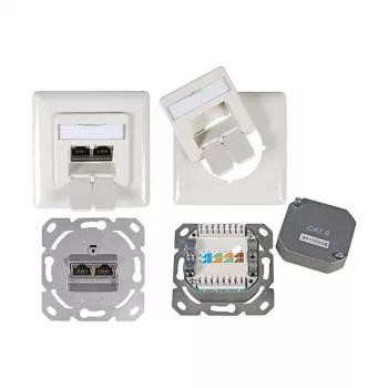 EFB-Elektronik Tomada de dados Cat.6 250MHz superior/inferior, encastrada, 2xRJ45, RAL9010 Fabricante: EFB Elektronik (ET-25211.1V1)