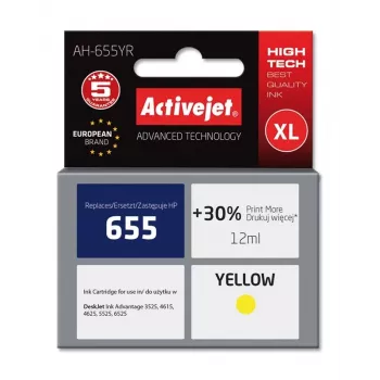 Tinteiro Activejet AH-655YR (substituto para HP 655 CZ112AE; Premium; 12 ml; amarelo)