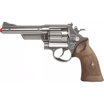 Revólver de polícia em metal de brinquedo Pulio 1556067/0 – tambores de 8 tiros