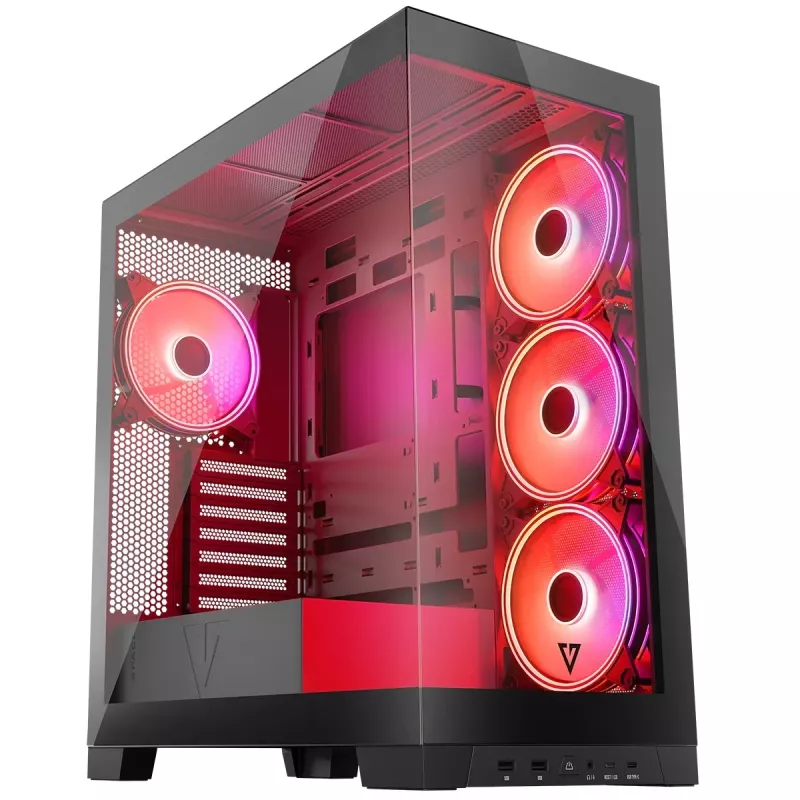 Caixa de PC MODECOM Volcano SPACE APEX ARGB Midi Tower, vidro temperado, USB-C, suporta ATX/microATX/Mini-ITX, GPU até 430 mm, dissipador de CPU até 180 mm