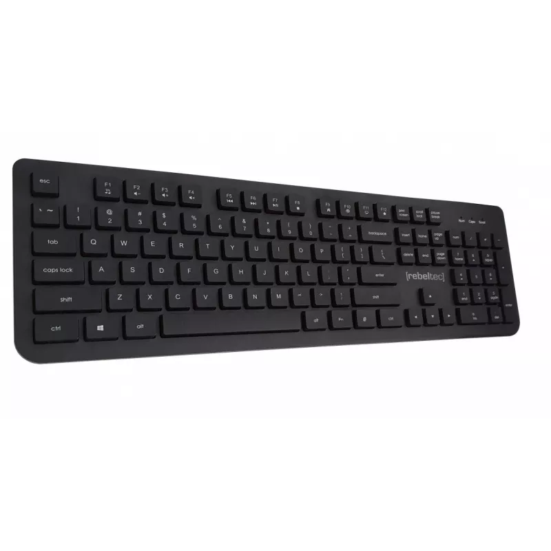 Teclado multimédia USB Rebeltec RBLKLA00042 – Full-Size, preto