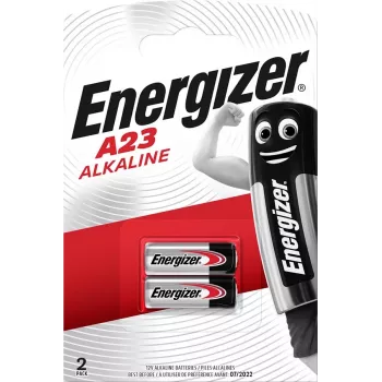 Pilha de uso único Energizer A23, alcalina 12 V, tamanho A23, 2 unid., blister