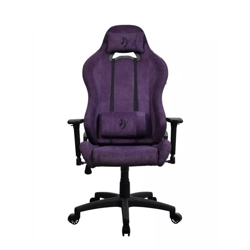 Cadeira gaming Arozzi Torretta SoftFabric roxa – design ergonómico, braços ajustáveis, encosto reclinável