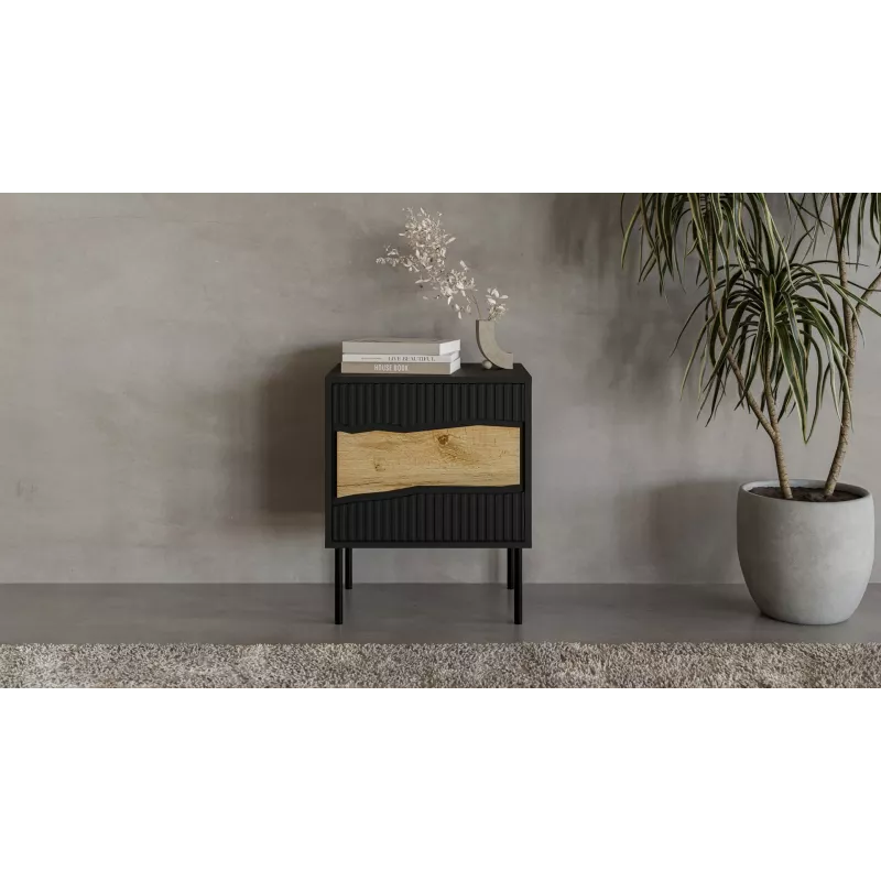 Mesa de cabeceira Cama INSERTO, 2 unid., 50x40x61.5 cm, preto + LED