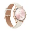 Smartwatch Colmi L28 com caixa dourada e bracelete de couro dourada