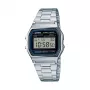 Relógio de pulso CASIO A158WA-1DF — digital, caixa de plástico, bracelete de aço inoxidável, 33,2×36,8×8,2 mm, pilha CR2016