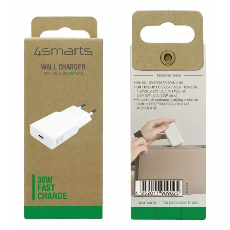 Carregador Indoor 4smarts 541124 Smartphone Branco AC Carregamento rápido