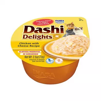 INABA Dashi Delights frango com queijo em caldo - snack para gatos - 70 g