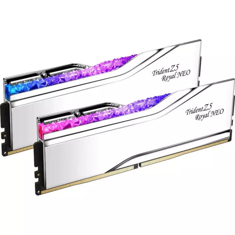 DIMM 64 GB DDR5-6000 (2x 32 GB) Dual-Kit, memória RAM prateada, F5-6000J2636H32GX2-TR5NS, Trident Z5 Royal Neo, AMD EXPO