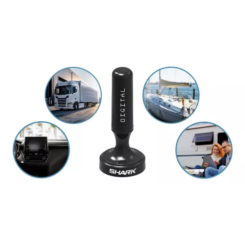 Antena DVB-T para automóvel Shark SHA301CAR com amplificador ativo para receção de TV no veículo