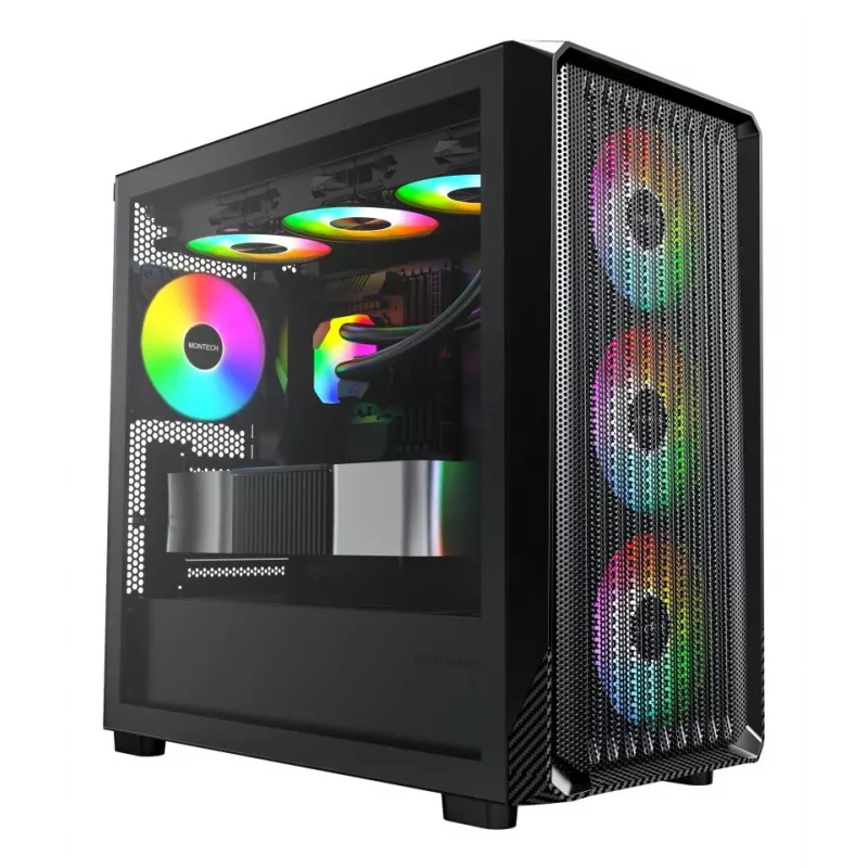 Caixa de PC Micro Tower Montech X5M (B) – Micro-ATX/Mini-ITX, 3x120mm à frente, 1x120mm atrás, suporta fontes de alimentação ATX, 2x3,5 polegadas + 4x2,5 polegadas, preto