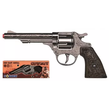 Revólver cowboy de brinquedo Pulio GONHER 80/0 metal 8 tiros