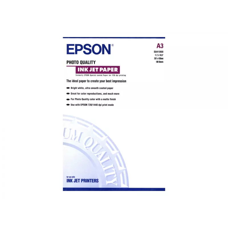 Papel Epson Photo Quality Ink Jet, DIN A3, 102 g/m², 100 Folhas