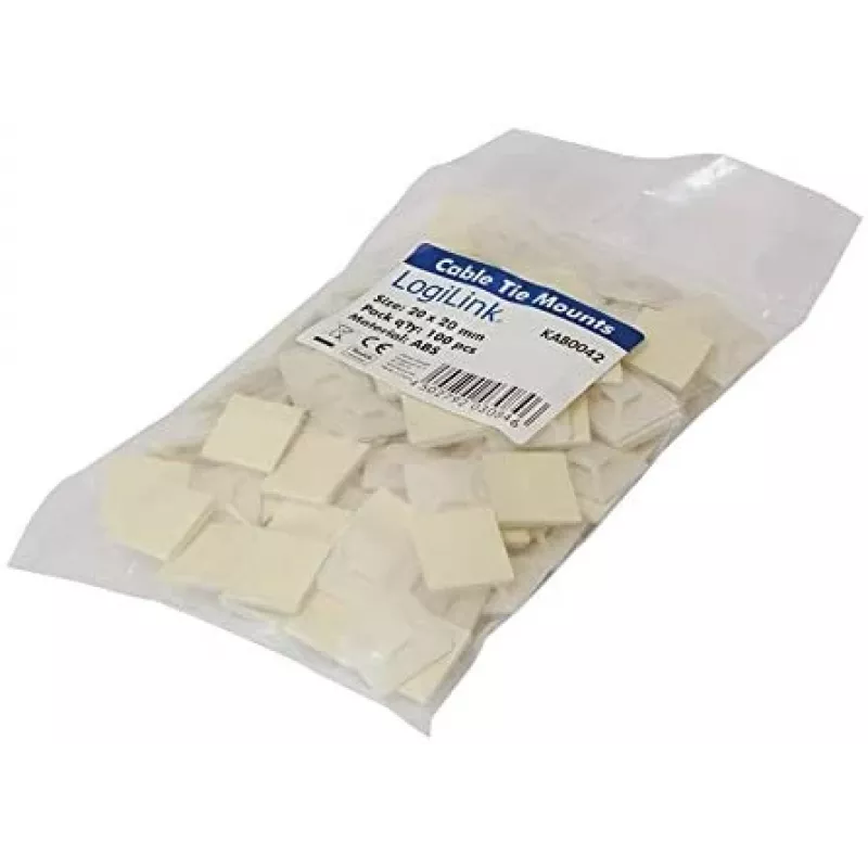 Suporte para abraçadeiras LogiLink KAB0042 bege ABS 100 unid.