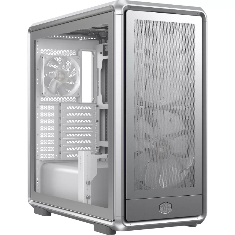 Caixa de PC Midi Tower Cooler Master MasterFrame 600 Mesh prateado — suporta ATX/EATX, 2×200mm frente, unidades 2,5