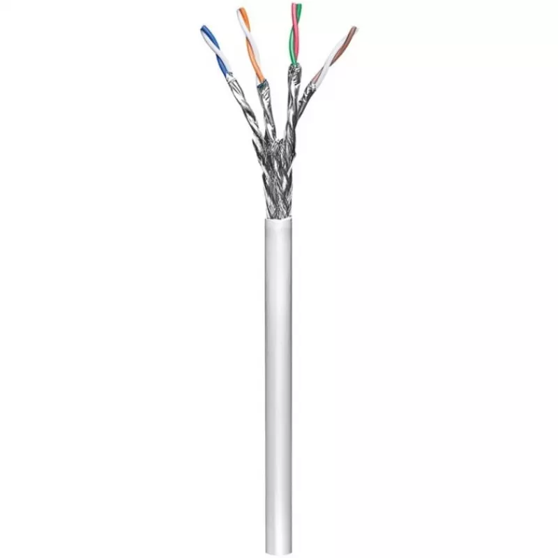 Cabo de rede Wentronic Goobay CAT 6, S/FTP (PiMF), cinzento, 305 m – mistura de cobre CCA, AWG 23/1 (sólido), PVC (95696)