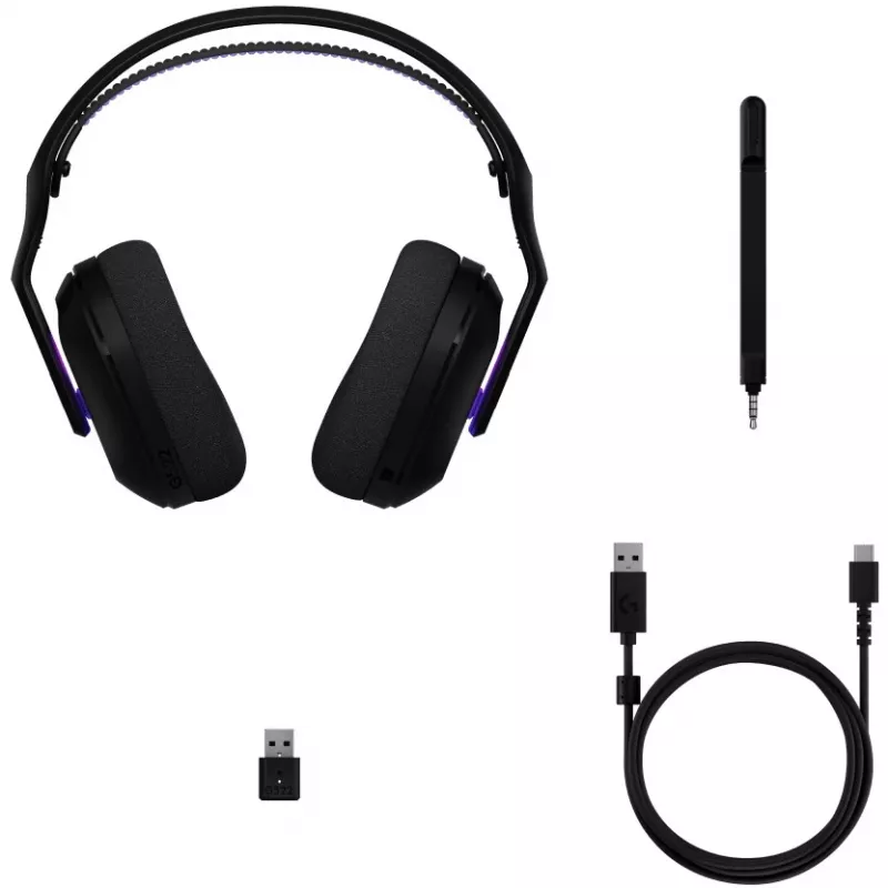 Headset de gaming sem fios Logitech G G522 LIGHTSPEED LIGHTSYNC RGB com microfone e conectividade tripla de áudio sincronizado avançada - LI