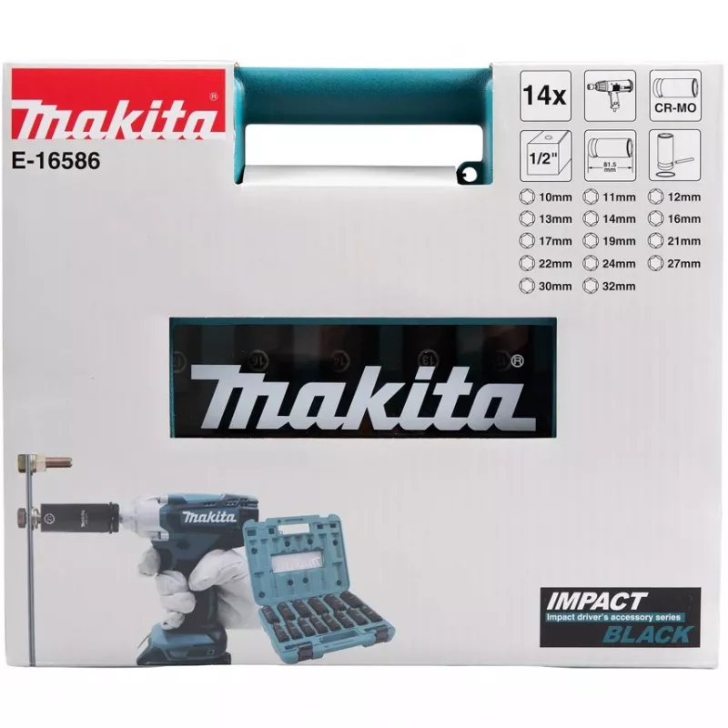 Makita E-16586 Chave de caixa para chave de impacto Conjunto de chaves de caixa preto, verde