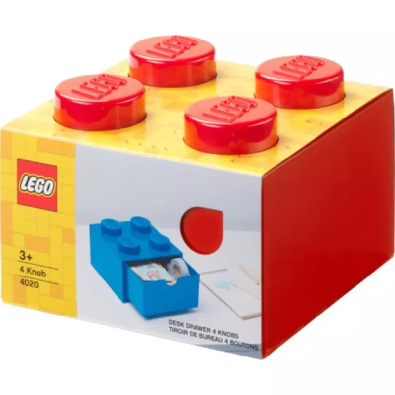 LEGO Gaveta de secretária 4, caixa de arrumação Vermelho, com studs