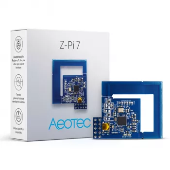 Interface USB Z-Wave Plus AEOTEC Z-Pi 7 (AEOEZWA025) — controlador Z-Wave para integração com Raspberry Pi