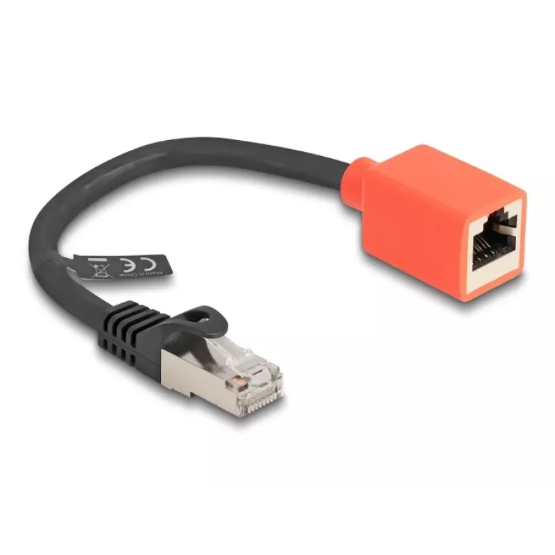Cabo de rede DeLOCK adaptador de proteção de dispositivo RJ45 Cat.6A S/FTP 20 cm preto vermelho