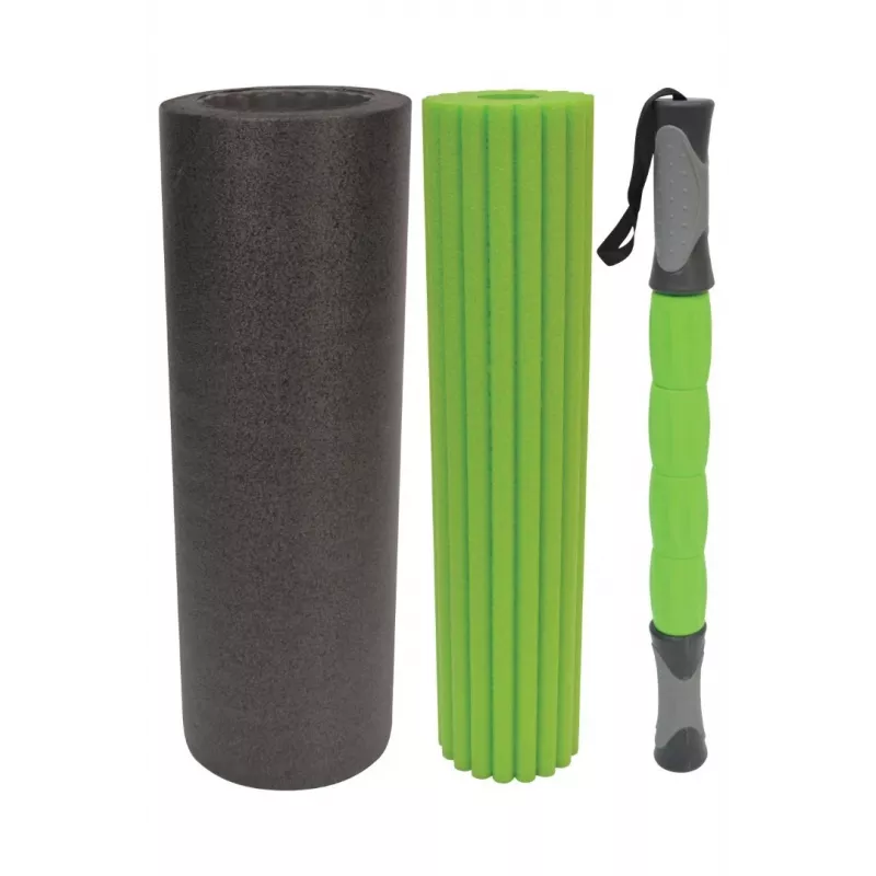 Schildkröt Fitness conjunto de 3 rolos de massagem preto, espuma verde 1 unid.