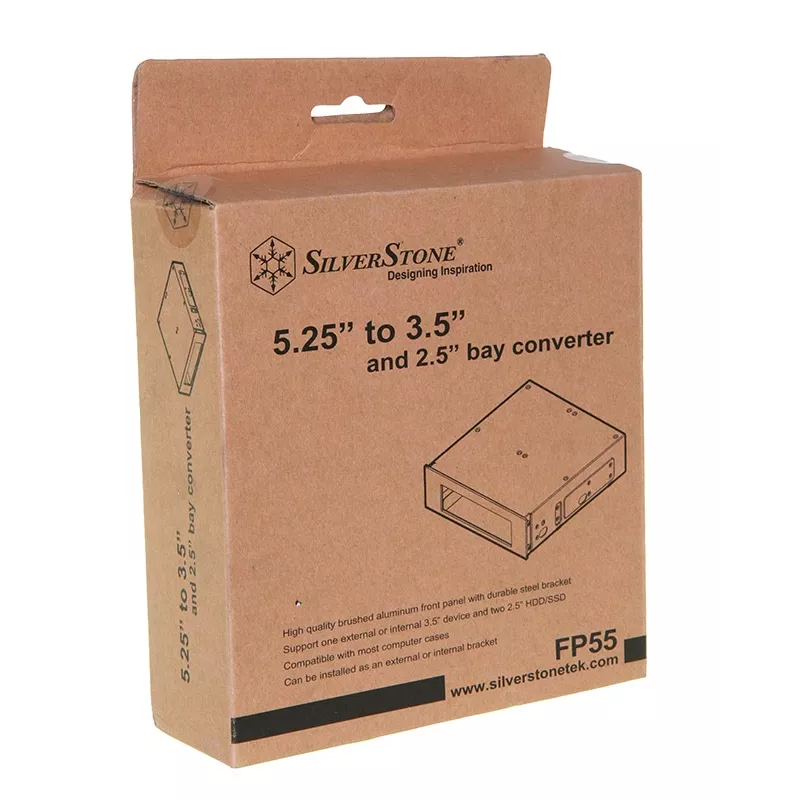 SilverStone FP55 - adaptador de baía de armazenamento - 13,30 cm (5,25) para 3.5 / 2.5 - preto